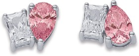 Sterling-Silver-Pink-Cubic-Zirconia-Toi-et-Moi-Earrings on sale
