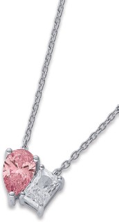 Sterling-Silver-Pink-Cubic-Zirconia-Toi-et-Moi-Necklet on sale