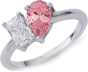 Sterling-Silver-Pink-Cubic-Zirconia-Toi-et-Moi-Ring on sale