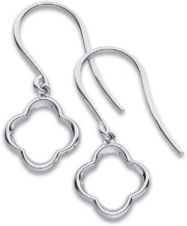 Sterling+Silver+Open+Clover+Hook+Drop+Earrings