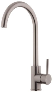 Foreno-E-Steel-Minimal-WELS-5-Star-6lmin-and-55lmin-Cold-Start-Gooseneck-Sink-Mixer-in-Brushed-Gunmetal on sale