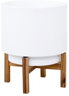 43cm-x-34cm-Indoor-Ceramic-Pot-with-Stand-in-White on sale