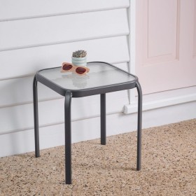 Marquee-Glass-Top-Steel-Square-Side-Table on sale