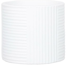 250mm+x+220mm+Ceramic+Round+Ribbed+Pot+in+White
