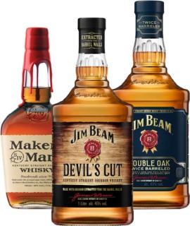 Maker%26rsquo%3Bs+Mark+Bourbon+700ml%2C+Jim+Beam+Devil%26rsquo%3Bs+Cut+1L+or+Jim+Beam+Double+Oak+Bourbon+1L