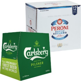 Peroni+Nastro+Azzurro+or+Carlsberg+Pilsner+12+x+330ml+Bottles