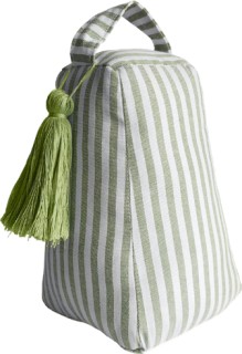 Astin-Sinclair-13-x-13-x-21cm-Green-Linen-Stripe-Door-Stop on sale