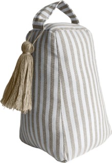 Astin-Sinclair-13-x-13-x-21cm-Brown-Linen-Stripe-Door-Stop on sale