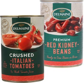 Delmaine-Beans-or-Standard-Tomatoes-390-400g on sale