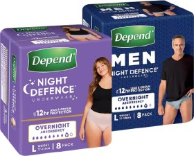 Depend-Underwear-Realfit-Night-Defence-8-Pack on sale