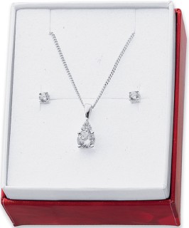 Sterling-Silver-Teardrop-Cubic-Zirconia-Pendant-and-Stud-Earring-Set on sale