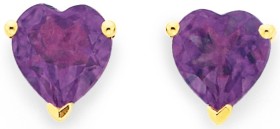 9ct+Amethyst+Heart+Stud+Earrings