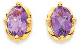 9ct+Amethyst+Studs