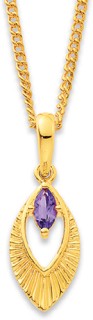 9ct+Amethyst+Sunray+Drop+Pendant