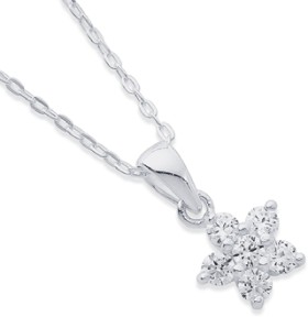 Sterling-Silver-Cubic-Zirconia-Flower-Pendant on sale