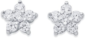 Sterling+Silver+Cubic+Zirconia+Flower+Studs