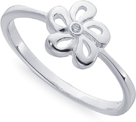 Sterling+Silver+Cubic+Zirconia+Flower+Ring