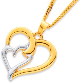 9ct-Two-Tone-Your-Heart-In-Mine-Heart-Pendant on sale