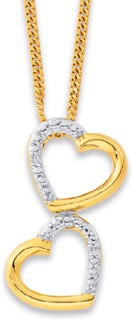 9ct-Diamond-Double-Heart-Pendant on sale