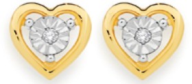 9ct-Diamond-Open-Heart-Stud-Earrings on sale