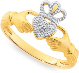 9ct%2C+Diamond+Claddagh+Ring