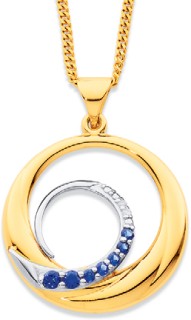 9ct-Created-Sapphire-Diamond-Circle-Pendant on sale