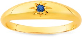 9ct+Dome+Ring+with+Created+Sapphire