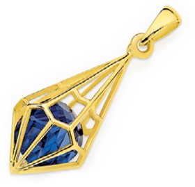 9ct-Created-Sapphire-Oval-Geo-T-Drop-Pendant on sale