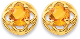 9ct+Citrine+Celtic+Design+Studs