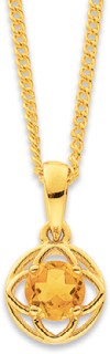 9ct+Citrine+Celtic+Design+Pendant
