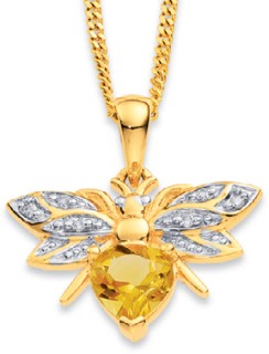 9ct+Citrine+Bee+Pendant