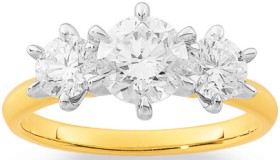 14ct+Element+Lab+Diamond+3+Stone+Ring