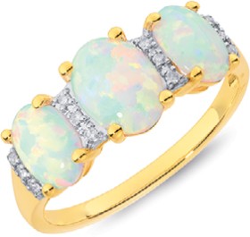 9ct+Created+Opal+%26amp%3B+Diamond+Ring