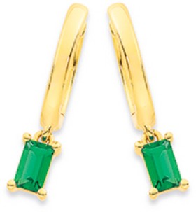 9ct+Created+Emerald+Huggies
