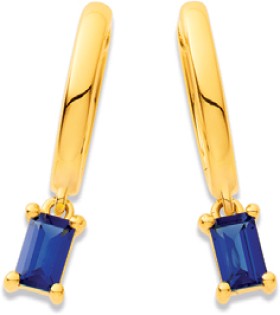 9ct-Created-Sapphire-Rectangular-Earrings on sale