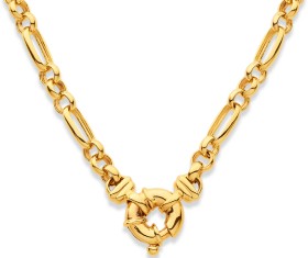 9ct+Figaro+Bolt+Ring+Chain