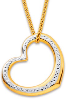 9ct-Two-Tone-Large-Floating-Heart-Pendant on sale
