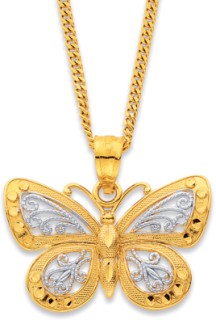 9ct-Two-Tone-Filigree-Butterfly-Pendant on sale