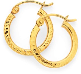 9ct+2x10mm+Diamond-Cut+Hoop+Earrings