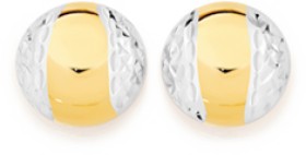 9ct-Two-Tone-8mm-Diamond-Cut-Polished-Button-Stud-Earrings on sale