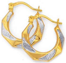 9ct-Two-Tone-Twist-Creole-Earrings on sale