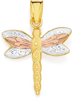 9ct-Tri-Tone-Dragonfly-Pendant on sale