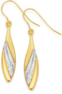 9ct-Two-Tone-Pointed-Drop-Earrings on sale