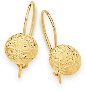 9ct+7mm+Diamond-Cut+Flat+Euroball+Earrings