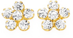 9ct+Cubic+Zirconia+Flower+Stud+Earrings