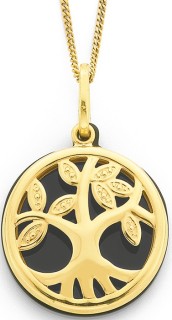 9ct+Onyx+Tree+of+Life+Pendant