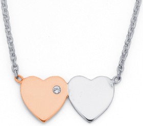 Sterling-Silver-Rose-Gold-Plated-Heart-Necklet on sale