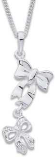 Sterling+Silver+Cubic+Zirconia+Bow+Drop+Pendant