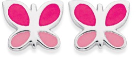 Sterling+Silver+Pink+Butterfly+Enamel+Earrings