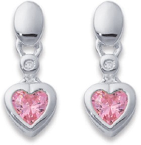 Sterling-Silver-Pink-Cubic-Zirconia-Heart-Earrings on sale